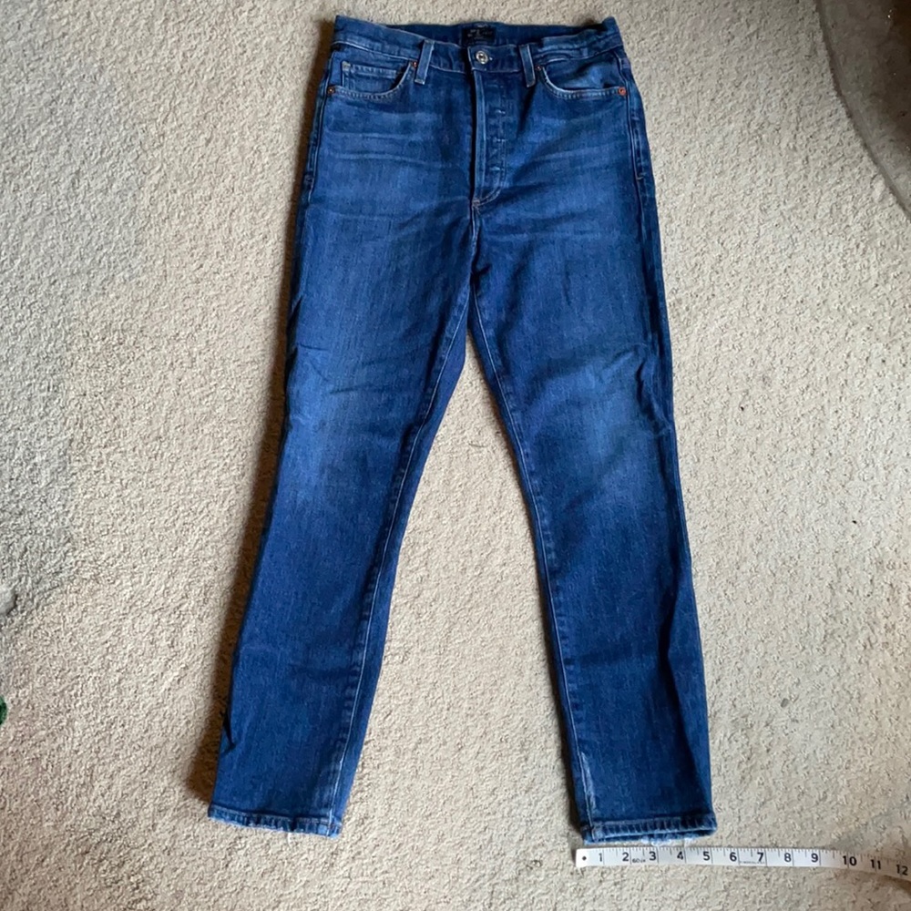 Citizens of Humanity OLIVIA CROP High-Rise Slim Button Fly Med Wash jean.